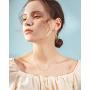 Hanpabum Fashion Jewelry Set for Women Layered Necklace with Hoop Dangle Tassel Leather Earring Lotus Ear Jacket