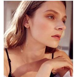 Threader Earrings 925 Sterling Silver Tassel Dangle Threaded Long Chain Earrings Ear Line for Women