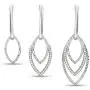 14K Gold Plated Sterling Silver three leaf-shaped drop dangle earrings with cubic zirconia simulated diamonds