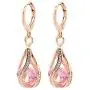 Comelyjewel Womens Earring with Hollow Design,Women Fashion Cubic Zirconia Water Drop Dangle Leaverback Earrings Jewelry Gift - Pink