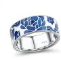 Santuzza Blue Flower Enamel Rings for Women 925 Sterling Silver Trendy Gift Handmade Jewelry