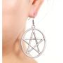 2Pcs Pentacle Pentagram Star Necklace Earrings Set for Women Simple Hollow Star Jewerly