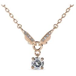 St.Claire 18K Gold Plated Wing & Swarovski Crystal Solitaire Pendant Necklace for Women with 5A Cubic Zirconia Christmas Jewelry Gift Birthday Gift for Mom Women Wife Girls