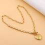Kumshunie Heart Picture Locket Necklace Toggle Clasp Pendant 18K Gold Plated Choker Jewelry for Men Women