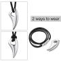 Stainless Steel Pendant Necklace for Men Women, Cool Punk Shark Teeth Necklace, Cross Necklace, Star of David Necklace, Black Leather Cord, Come Gift Box
