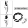 Stainless Steel Pendant Necklace for Men Women, Cool Punk Shark Teeth Necklace, Cross Necklace, Star of David Necklace, Black Leather Cord, Come Gift Box Stainless Steel Pendant Necklace for Men Women, Cool Punk Shark Teeth Necklace, Cross Necklace, Star of David Necklace, Black Leather Cord, Come Gift Box
