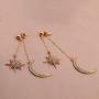 Zuo Bao Dainty Crescent Earrings Sunburstand and Moon Dangle Drop Earrings Celestial Galaxy Jewelry