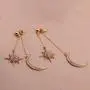 Zuo Bao Dainty Crescent Earrings Sunburstand and Moon Dangle Drop Earrings Celestial Galaxy Jewelry