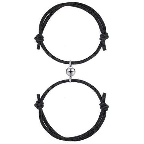 NC 2pcs Magnetic Couples Bracelets for Women Men Mutual Attraction Relationship Matching Friendship Rope Stainless Steel Bracelets for Teen Girls Sister Jewelry