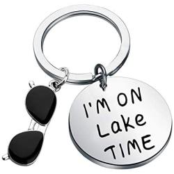 CENWA Lake House Gifts Lake Life Jewelry Lake Summer Vacation Gift I’m On Lake Time Keychain