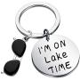 CENWA Lake House Gifts Lake Life Jewelry Lake Summer Vacation Gift I’m On Lake Time Keychain
