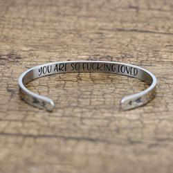 Joycuff Bracelets for Women Inspirational Christmas Birthay Gifts Funny Quote Engraved Friend Encouragement Jewelry Motivational Cuff Bangle