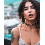 Yaomiao Nipple Ring with Choker Necklaces Stainless Steel Chain Heart Nipple Rings Chain Punk Faux Leather Chokers Barbell Piercing Jewelry for Women