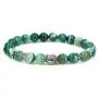 Crystal Agate Gemstone 8mm Round Beads with Silvery-Plated Alloy Buddha Head Hollow Petals Spacer Retro Stretch Bracelet 7 Inch