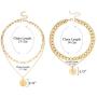 Set of 2 Dainty Gold Layered Necklace | Chunky Link Coin Pendant Necklace for Women Girls