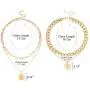 Set of 2 Dainty Gold Layered Necklace | Chunky Link Coin Pendant Necklace for Women Girls