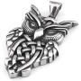 Warvik Owl Irish Celtic Knot Necklace Trinity Pendant Wiccan Moon Asatru, Stainless Steel Jewelry Mens Womens Wheat Chain 20/28inch