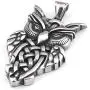 Warvik Owl Irish Celtic Knot Necklace Trinity Pendant Wiccan Moon Asatru, Stainless Steel Jewelry Mens Womens Wheat Chain 20/28inch