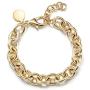 CIUNOFOR CZ Bracelet for Women Girls Wide Cuban Curb Oval Link Bracelet Silver Rose Gold Plated 9.5 Inches Stainless Steel Chain with Round Disc Charm