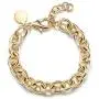 CIUNOFOR CZ Bracelet for Women Girls Wide Cuban Curb Oval Link Bracelet Silver Rose Gold Plated 9.5 Inches Stainless Steel Chain with Round Disc Charm