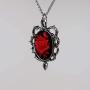 Gothic Red Rose Cameo In Thorns Pendant Necklace