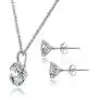 Sterling Silver Genuine or Synthetic Gemstone 6mm Round Fancy Solitaire Pendant Necklace and Stud Earrings Set for Women Sterling Silver Genuine or Synthetic Gemstone 6mm Round Fancy Solitaire Pendant Necklace and Stud Earrings Set for Women