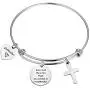 BEKECH Madrina Bracelet Solo Las Mejores Tias Ascienden A Madrina Cross Charm Jewelry Gift for Madrina Baptistim Gift Godmother Proposal Bracelet