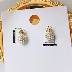 ANDPAI Unique Handmade Classic Imitation Pearl Pineapple Stud Earrings Pearl Fruit Dangle Drop Earrings for Women Lovely Female Fashion Statement Earrings Jewelry