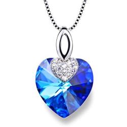 Komking Love Heart Pendant Necklace and Earrings for Women, Swarovski Jewelry Sets Birthday/Anniversary Christmas Jewelry Gifts for Women Mom/Wife/Sister/Best Friend