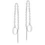 Trendy Circular Disc Thread Slide-Through .925 Sterling Silver Earrings