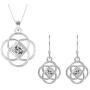 Swarovski Earrings Pendant Necklace Jewelry Set Sterling Silver Celtic Knot with 18 Inches Chain for Women