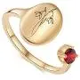 sloong Handmade Birth Month Flower Signet Ring 14K Gold Plated Ring Birth Stone Ring Birthday Valentines Gift for Mom Daughter Girlfriend Wife