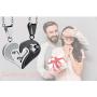 4Pcs Couple Necklace Bracelet Set for Him and Her Love Heart Shape Pendant Necklace King Queen Distance Bracelets For Wpmen (A)