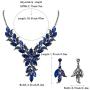 BriLove Womens Wedding Bridal Crystal Marquise-Shape Leaf Flower Enamel Statement Necklace Dangle Earrings Set