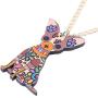 WEVENI Acrylic Cute Floral Chihuahua Dog Necklace Pet Pendant Chain Jewelry Gifts for Women Girls Ladies