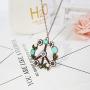 QTMY Fashion Antiwar Peace Sign Long Statement Choker Necklace Jewelry Collar with Pendant Chain for Women