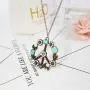 QTMY Fashion Antiwar Peace Sign Long Statement Choker Necklace Jewelry Collar with Pendant Chain for Women
