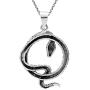 AeraVida Edgy Serpent Coiled Snake .925 Sterling Silver Pendant Necklace