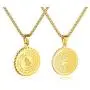 Bible Verse Prayer Gold Necklace with 21.6'' Chain Christian Jewelry Stainless Steel Praying Hands English Engraved Coin Medal Pendant