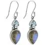 YoTreasure 1.65'' Labradorite Blue Topaz Sterling Silver Dangle Earrings YoTreasure 1.65'' Labradorite Blue Topaz Sterling Silver Dangle Earrings