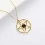 SENFAI Pentagram Star Semi-Precious Stones Pendant Wiccan Pagan Necklace 18 Inch