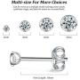 Silver Stud Earrings for Women Men Girls, 4 Pairs Small Round Cubic Zirconia Earrings Set | Tiny Dainty Cartilage Tragus Earrings(2mm/3mm/4mm/5mm)