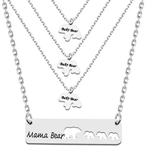 AKTAP Sweet Mama and Baby Bear Necklace Mommy and Me Bar Necklace Gift for Mothers AKTAP Sweet Mama and Baby Bear Necklace Mommy and Me Bar Necklace Gift for Mothers
