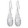 Comelyjewel Women Lady Copper Dangle Earrings Hollow Carved Flower Drop Ear Piercing Jewelry Durable and Useful