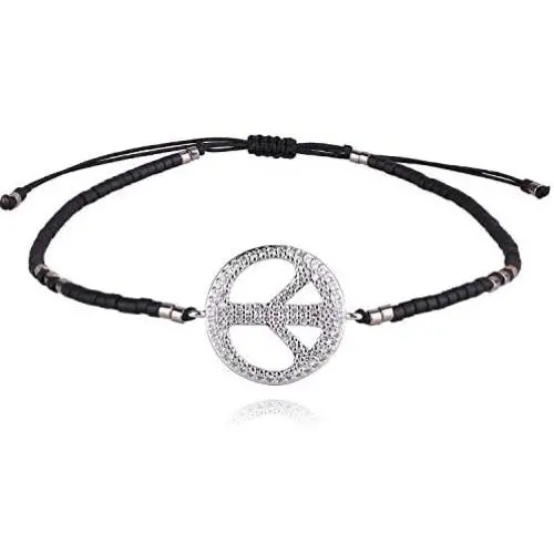 KELITCH Peace Sign Symbol Charm Bracelet Miyuki Seed Bead Link Anklet For Women Men Adjustable Cuff Handmade Gifts KELITCH Peace Sign Symbol Charm Bracelet Miyuki Seed Bead Link Anklet For Women Men Adjustable Cuff Handmade Gifts