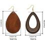 Wowanoo Wood Earrings Natural Wooden Teardrop Earrings Geometric Lightweight Drop Earrings for Women