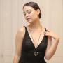 Heart Shape Long Pendant Necklace Silver Plated Black PU Leather Rope Long Chain Necklace for Women Teens Girl by Welbijoux