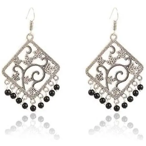 Saissa Silver Plated Oxidised Metal Boho Gypsy Square Indian Earrings Jewelry for Girls and Women Saissa Silver Plated Oxidised Metal Boho Gypsy Square Indian Earrings Jewelry for Girls and Women
