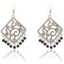 Saissa Silver Plated Oxidised Metal Boho Gypsy Square Indian Earrings Jewelry for Girls and Women