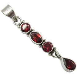 SilverStarJewel Facetted Garnet January Birthstone Pendant 4.6 cm 925 Solid Silver
